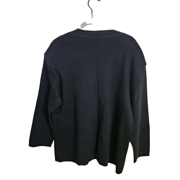 Moda Made In Italy Black Wool Blend Long Line V Neck Cardigan Sweater Size XL - Picture 2 of 7